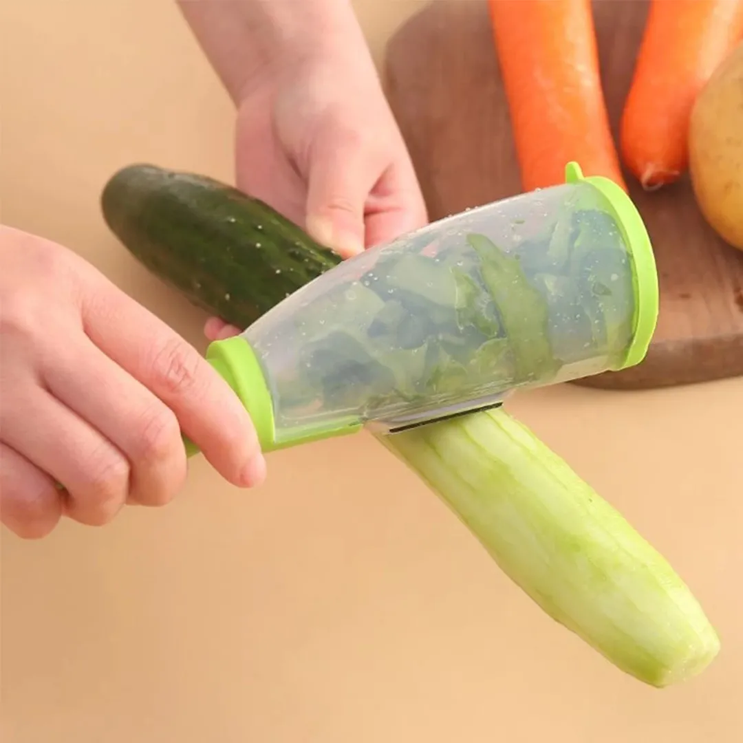 Pelador de frutas y verduras fácil uso para niños COLOR verde